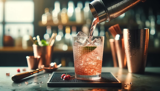 Précision et artisanat l'art de la mixologie de cocktail dans les détails macro