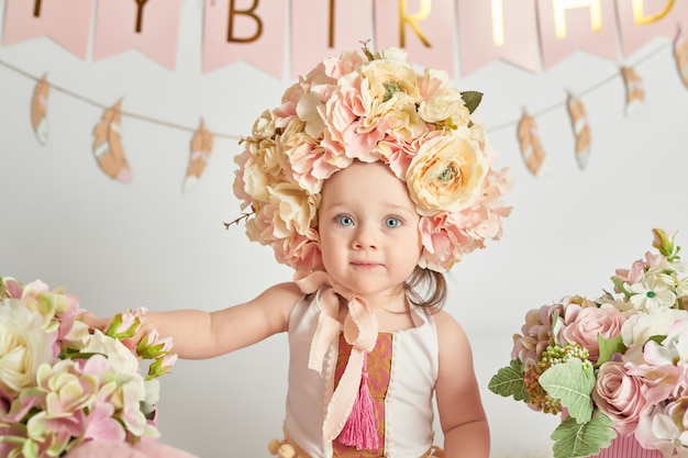 premier anniversaire filles, décor aux couleurs roses