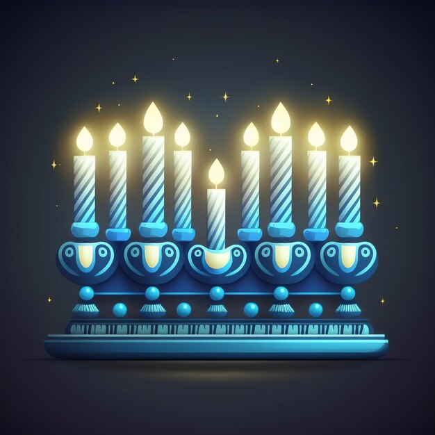 Premier jour de Hanukkah avec des bougies colorées de Hanukkah brûlantes dans Menorah Generative Ai