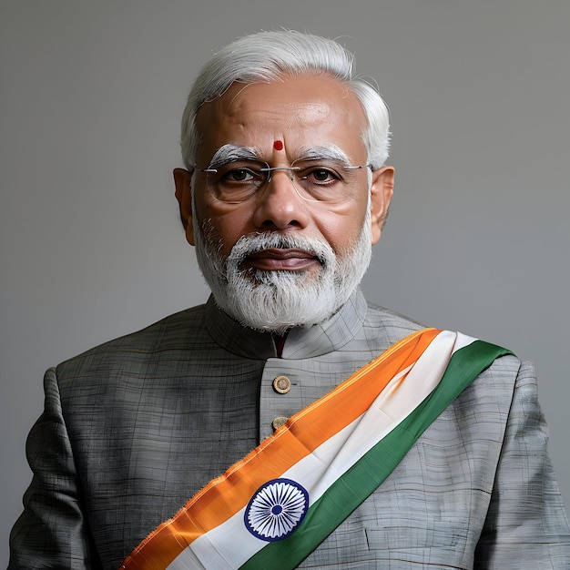 Photo le premier ministre indien narendra damodaran modi avec la célébration du drapeau indien jour de l'indépendance indien