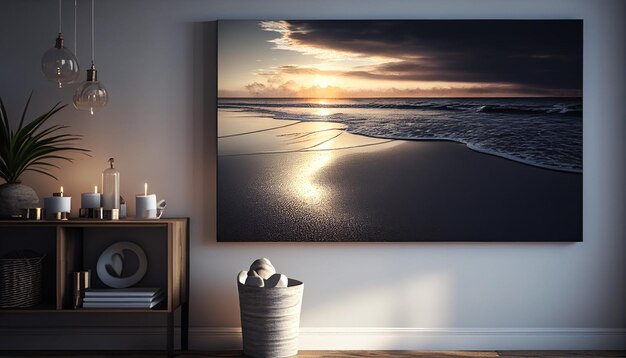 Première lumière sur la plage Une belle scène de lever de soleil AI générative