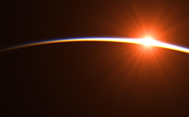 Premiers rayons du soleil au-dessus de la terre