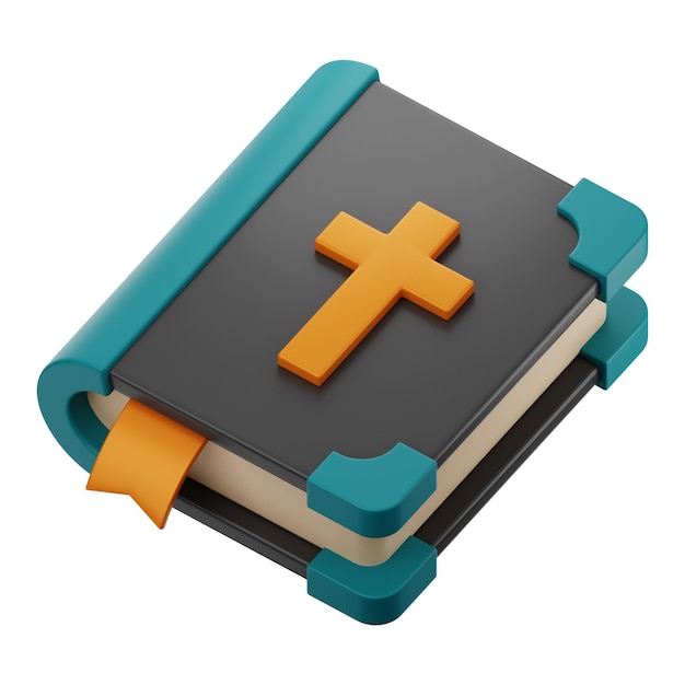 Premium Joyeuses Pâques bible livre icône rendu 3D sur fond isolé