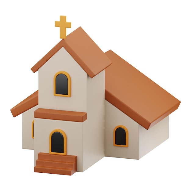 Premium Joyeuses Pâques icône de l'église de rendu 3D sur fond isolé