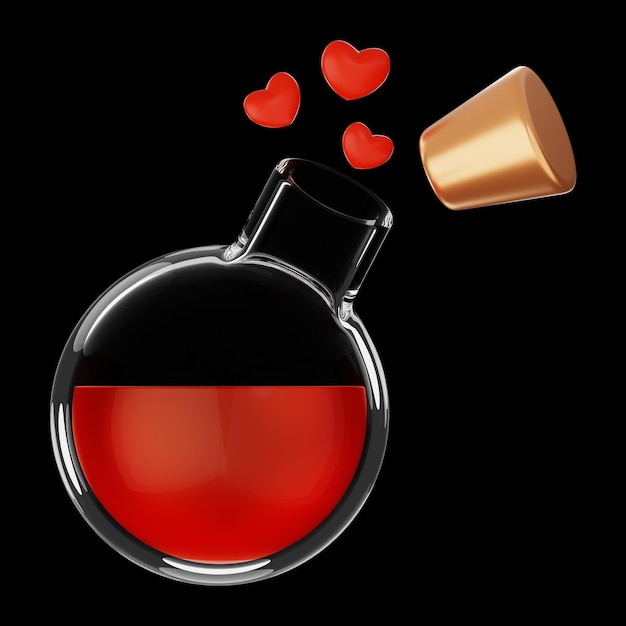 Premium Valentine's Day potion icône rendu 3d sur fond isolé