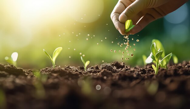 Prendre en charge de près le sol du jardin et le concept de ressort de germination