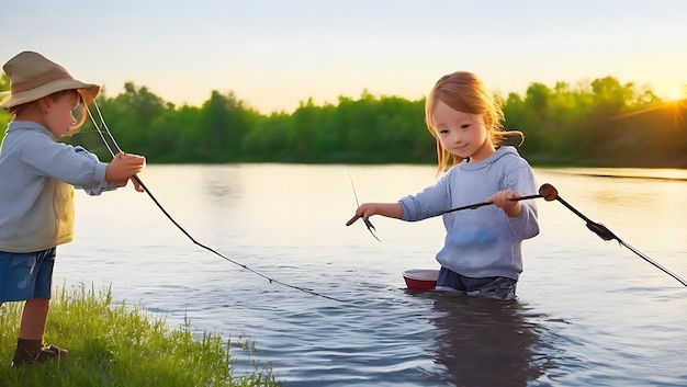 Prendre du poisson sur la rivière