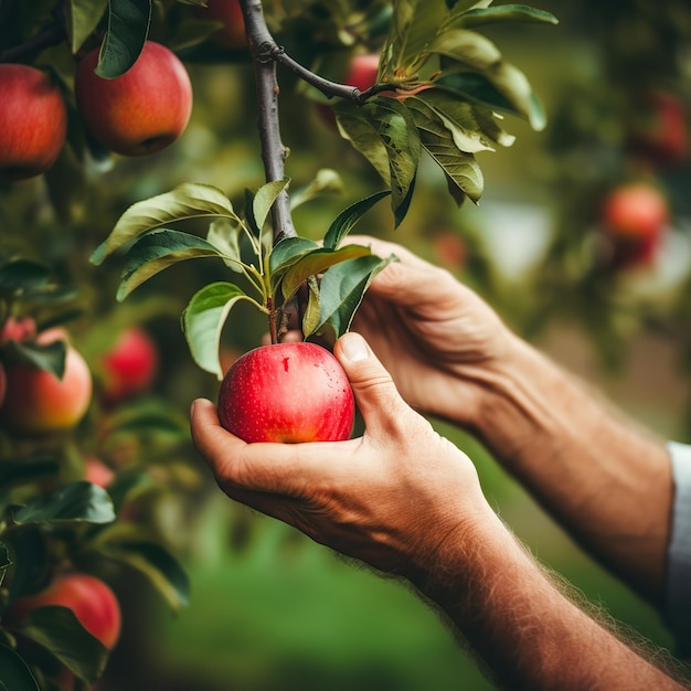 Prendre une pomme de l'arbre dans une plantation générée par l'IA