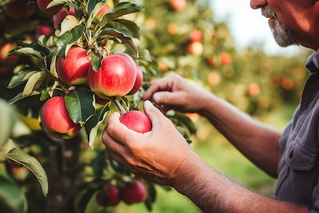 Prendre une pomme de l'arbre dans une plantation générée par l'IA