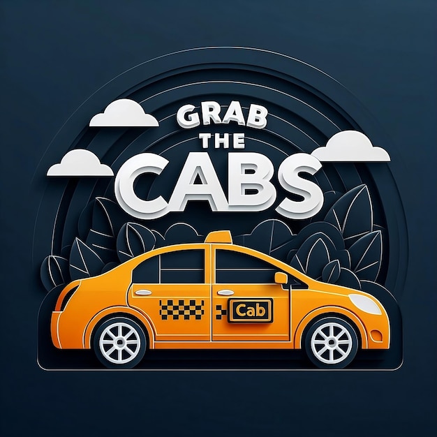 Prenez le logo des services de taxi Vector Design Illustration avec la voiture de taxi en arrière-plan