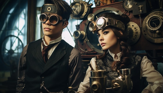 Prenez des photos de mannequins vêtus de tenues d'inspiration steampunk