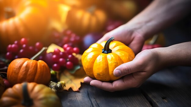 Préparation de la fête de Thanksgiving Cornucopie de récolte d'automne Bonté