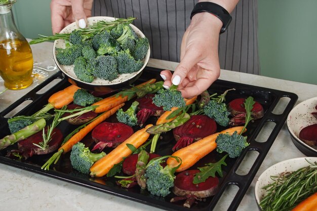 Préparation des légumes frais pour la torréfaction