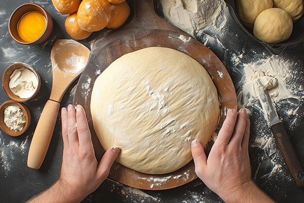 Préparation de la pâte pour cuisiner des pizzas ou des pierogis à la maison