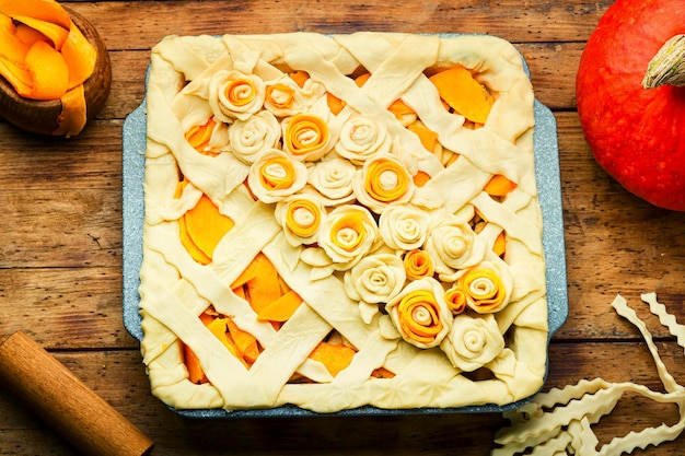 Préparation de la tarte à la citrouille non cuite