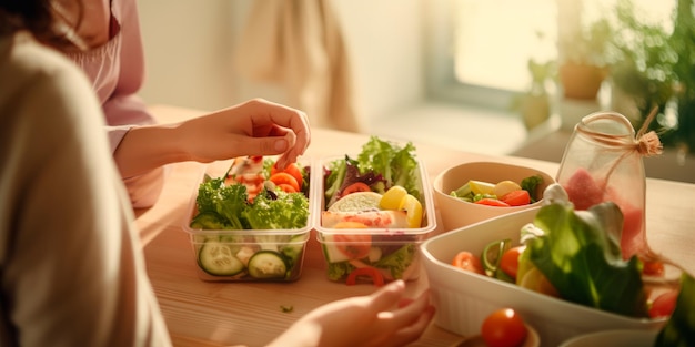 préparer un déjeuner sain dans une boîte à lunch générative d'IA