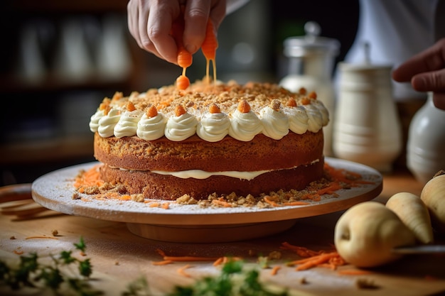 Préparer un gâteau aux carottes fraîches de Sctch dans la cuisine