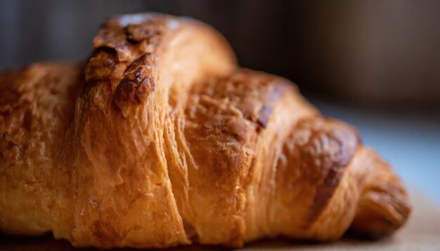 Photo près de délicieux croissants frais au four sur fond noir pâtisserie française générée par l'ia