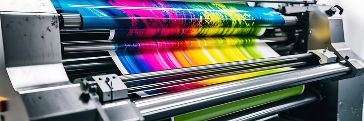 Photo près de la machine d'impression colorée