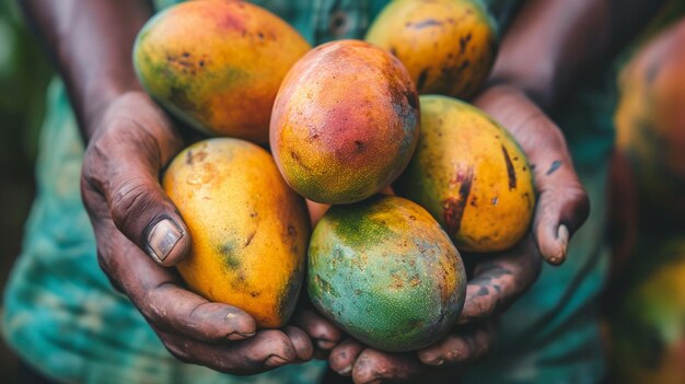 Photo près de la mangue dans les mains