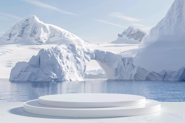 Présentation circulaire de la scène du podium du produit sur fond de glacier pour la publicité