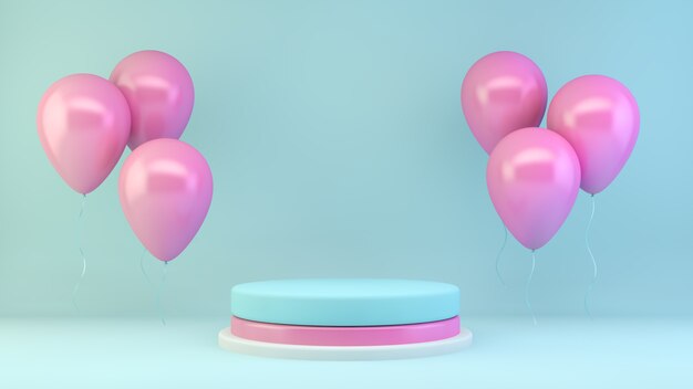 Présentation du produit rose et bleu avec des ballons