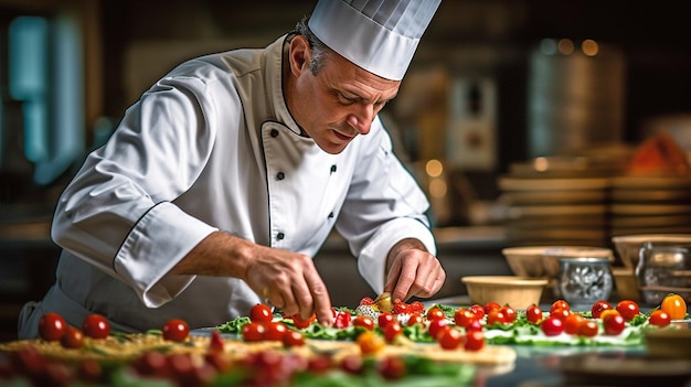 Photo présentation générative des plats du chef de l'ia