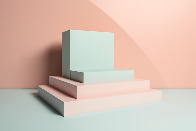 Présentation pastel podium coloré 3d fond abstrait fond vide piédestal Ai généré