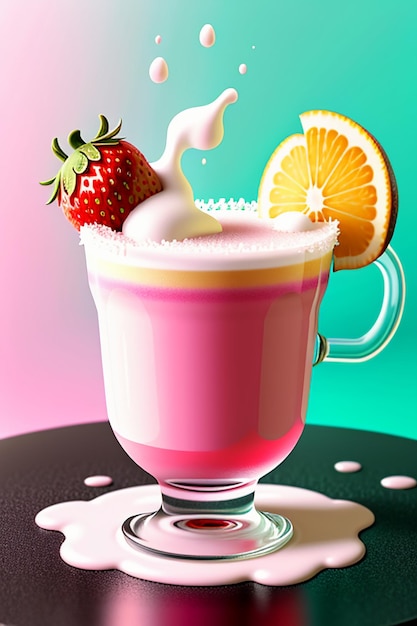 Présentation de produits de délicieuses boissons au jus de fraise et boissons aux fruits