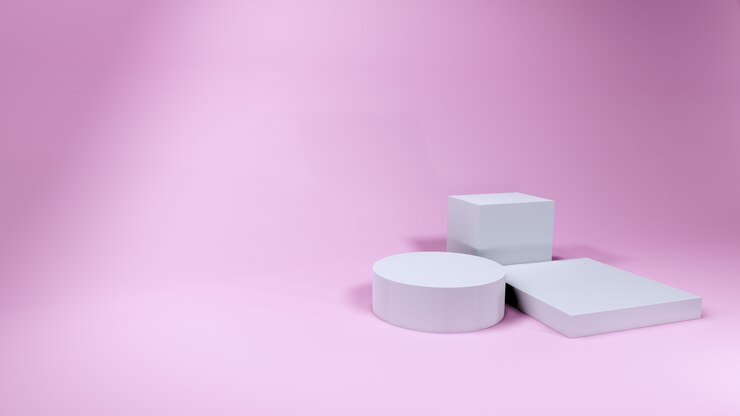 Photo présentation de produits de podiums cosmétiques sur rose, rendu 3d
