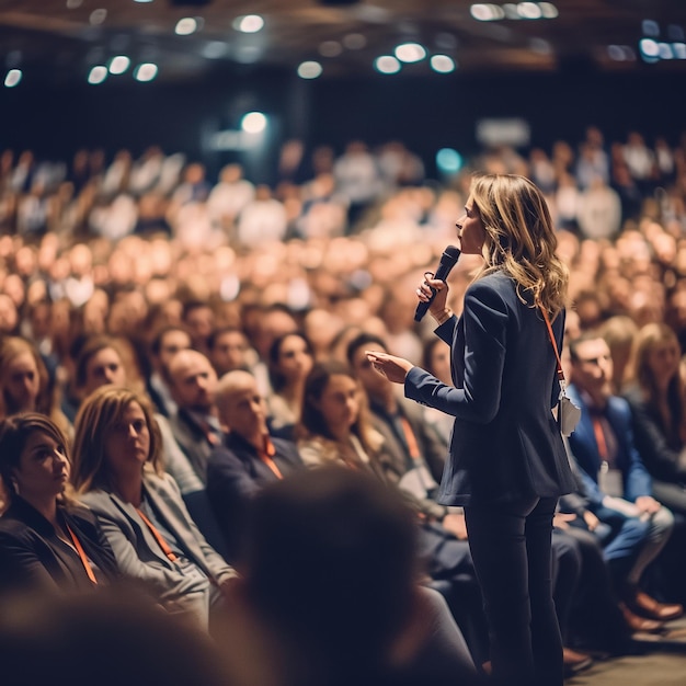 Photo présentation professionnelle devant la foule