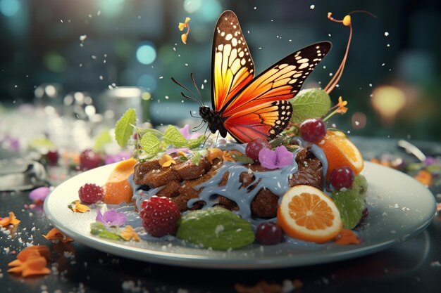 Photo présenter la beauté des papillons dans l'art culinaire 00645 00