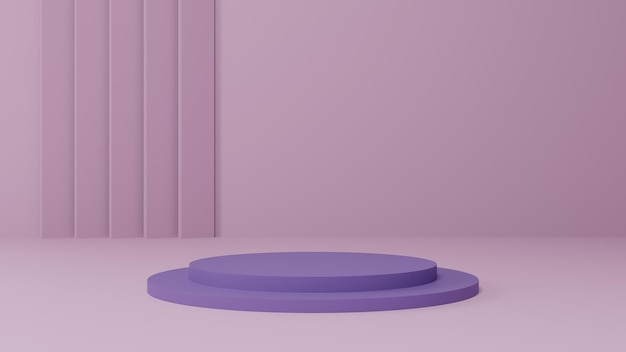 Présentoir de maquette de piédestal ou de podium rose pastel et violet minimal en 3D, produit d'affichage de plate-forme vide