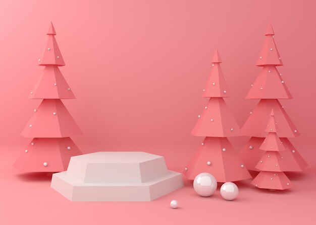 Présentoir sur le podium pour la présentation du produit, arbre de Noël