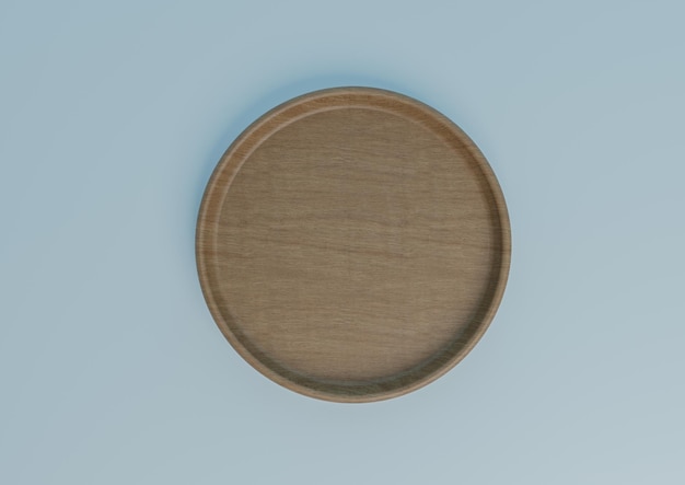 Présentoir de produit simple minimal bleu plat en bois vue de dessus à plat au-dessus pour les produits de la nature