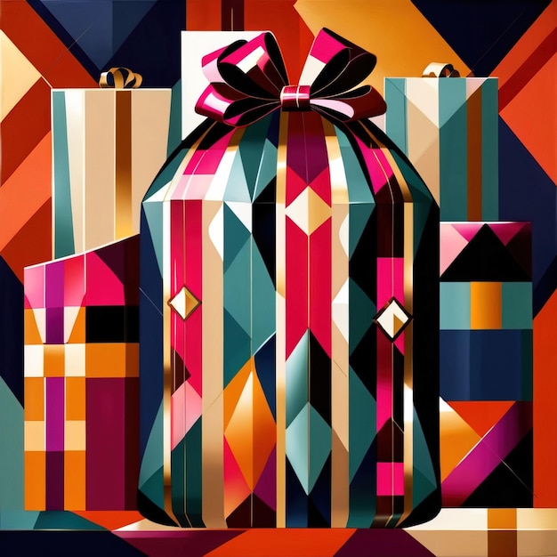 Présents emballés élégants décorés de luxe emballage pour cadeaux dans la tradition de Noël et Birt