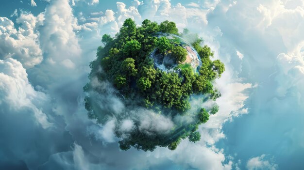 Photo la préservation de la nature la planète est couverte d'arbres nuages