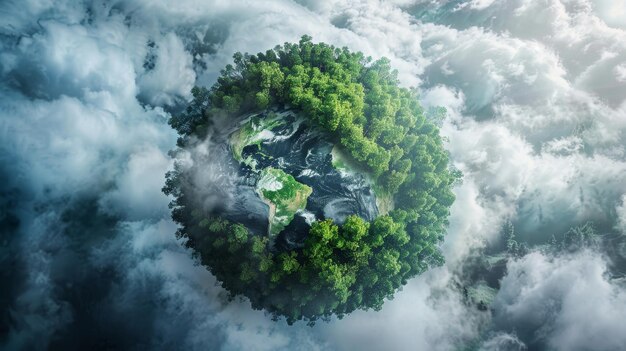 la préservation de la nature la planète est couverte d'arbres nuages