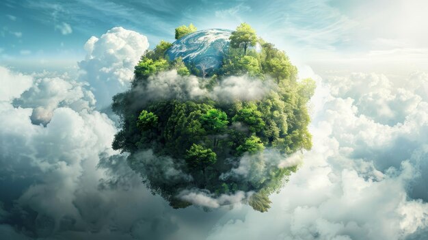 la préservation de la nature la planète est couverte d'arbres nuages