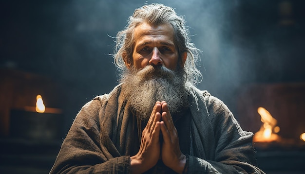 Prier le culte chrétien et la séance photo religieuse