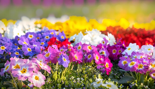 La primrose fleurit dans le champ avec un fond flou.