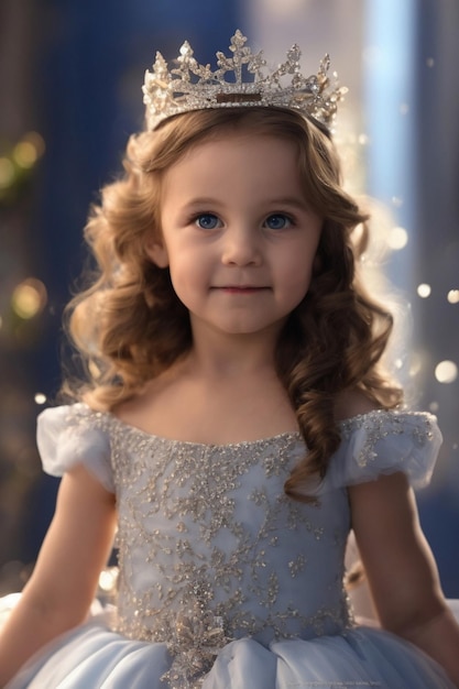 princesse avec une couronne éblouissante dans le magnifique château