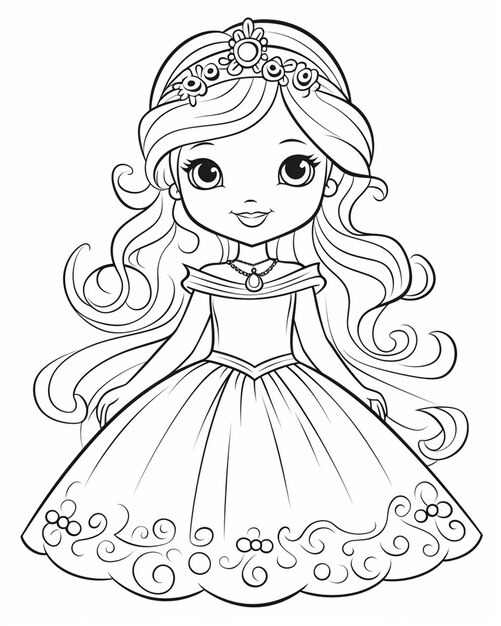 Photo une princesse de dessin animé dans une robe avec un tiable et un tiable génératif ai