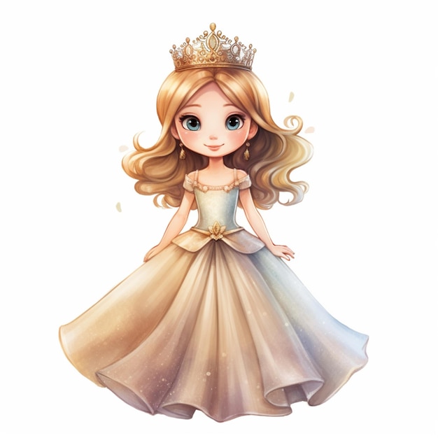 Princesse de dessin animé avec un lien et une robe générative ai