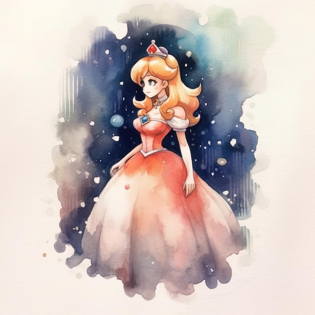 princesse sur fond blanc isolé style aquarelle