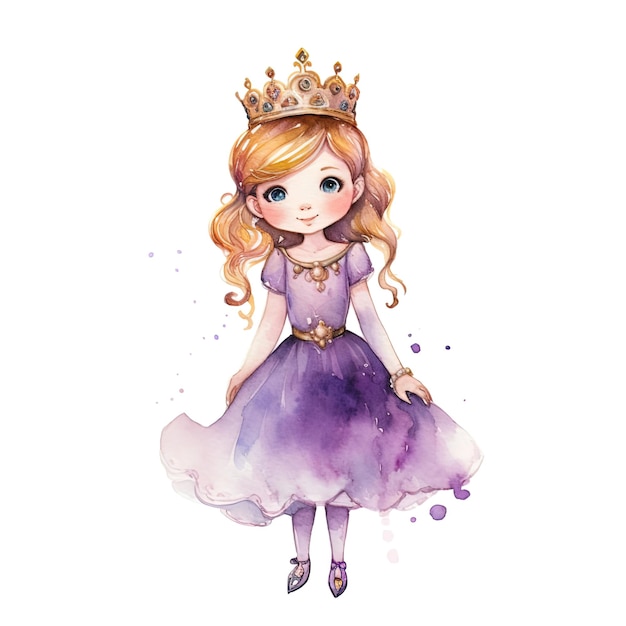 princesse sur fond blanc isolé style aquarelle