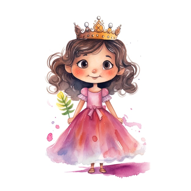 princesse sur fond blanc isolé style aquarelle