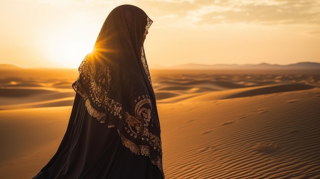 princesse orientale dans le désert parmi le sable