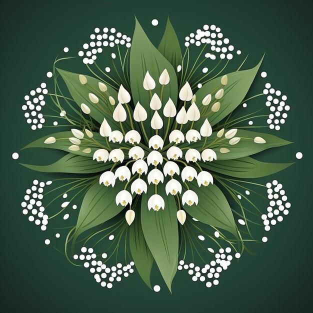 Photo printemps mandala muguet blanc sur vert