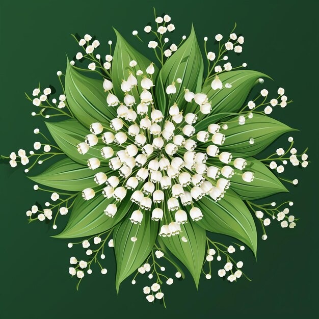 Photo printemps mandala muguet blanc sur vert